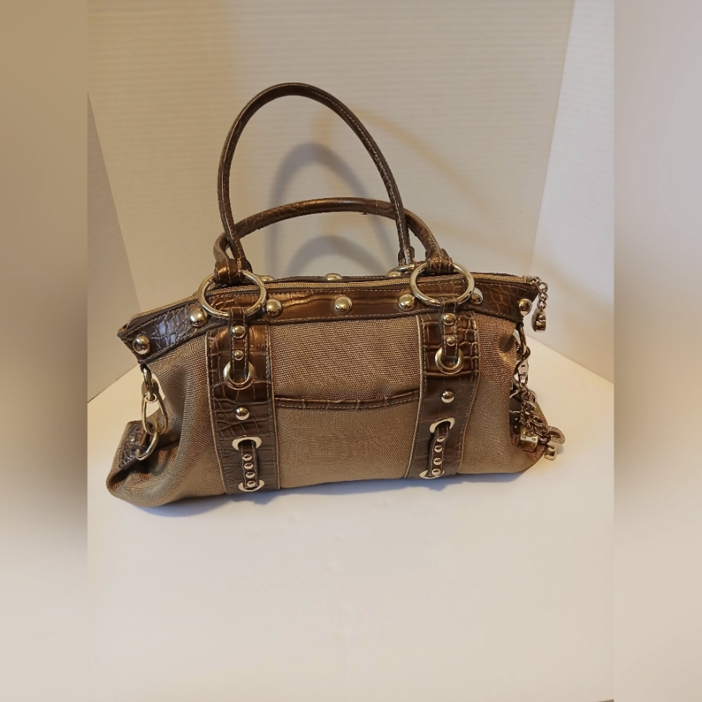 Y2K Kathy Van Zeeland Faux Leather purse with gold accents